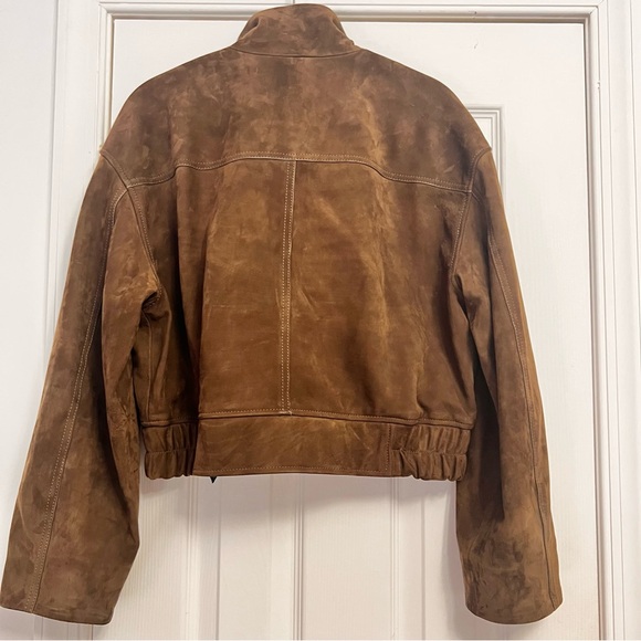 Massimo Dutti Brown Nubuck Suede Leather Bomber Jacket XS NWT $650 retail - Picture 12 of 14
